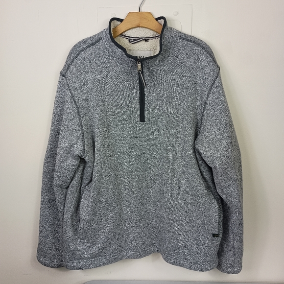 Orvis Brighton Sherpa Fleece Pullover Heather Gray XL Mens 1/4 Zip Pockets Warm - Picture 2 of 12